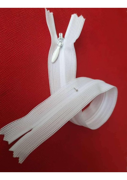 Beyaz Gizli Fermuar 22 cm 10 Adet