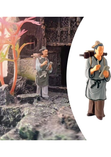 Minyatür 1/87 Antik Figürler Bebek Yol Parkı Düzeni Masaüstü Dekor Aksesuar Genç Adam Gri (Yurt Dışından) modelleri
