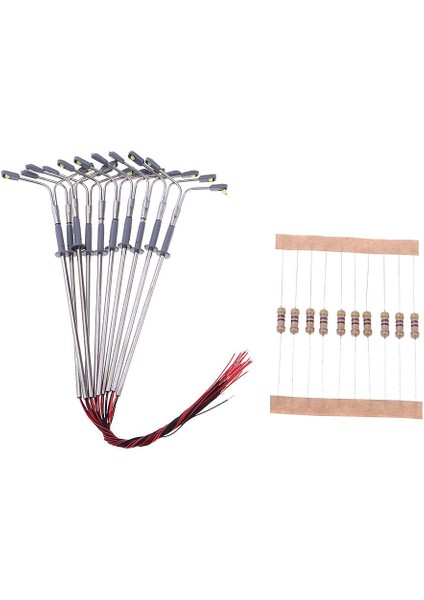 10 Adet Kum Masası Modeli Mini Dekor Lambası Post Lambası 8,5 cm 1: 150 LED Lamba (Yurt Dışından)