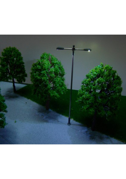 10 Adet Model Lampost Sokak Lambası Çift Düğme Bahçe Lambası 1: 150 Ölçek (Yurt Dışından)