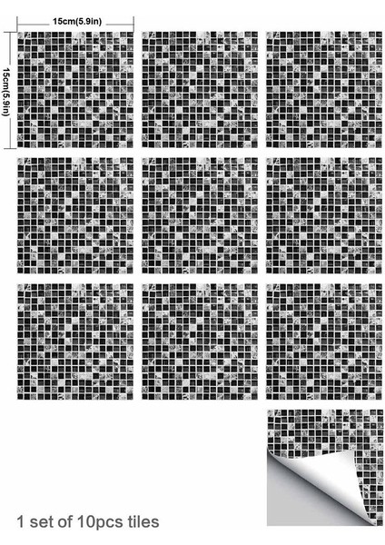 10PCS Vintage Karo Çıkartmaları Banyo Mutfak Pvc Duvar Çıkartmaları Çıkışlar (Yurt Dışından) modelleri