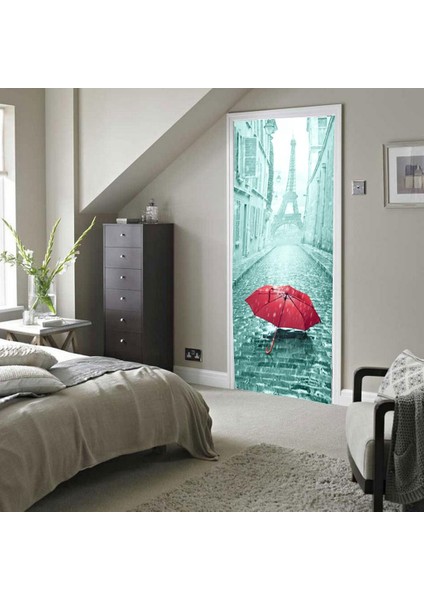 3D Kule Kapı Duvar Duvar Pvc Ev Dekorasyon Eyfel Kulesi Için Çıkarılabilir Sticker (Yurt Dışından)