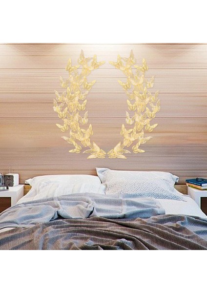 Ev Dekorasyonu Çıkartmalar Hollow Butterfies Çocuk Odası Için Üç Boyutlu Altın (Yurt Dışından) modelleri