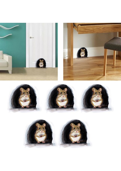 5x Sevimli Fare Delik Duvar Karosu Çıkartmaları Süpürgelik Kapı Sticker Çocuk Odası Kreş A (Yurt Dışından) modelleri