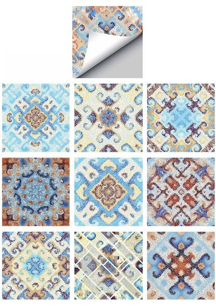 10PCS Kendi Kendine Yapışkan Kare Mozaik Duvar Çıkartmaları Vinil Yüzeye Monte Karo Tuğla Tipi H (Yurt Dışından)