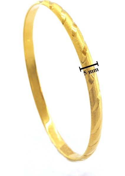 Altın Kaplama Çizgili 0.8 cm Bilezik BLZ-3059