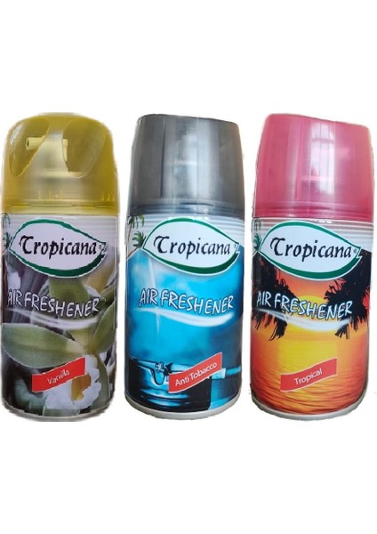 Air Freshener Oda Kokusu Ipeksi Vanilya Anti Tobacco Tropical Koku Parfüm Sprey 260 ml x 3 Adet