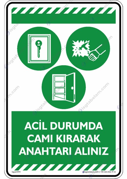 35x50cm/Etiket/ Acil Durumda Camı Kırarak Anahtarı Alınız