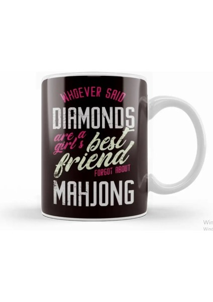 Girls Friends Best Mahjong Tiles Mah-Jongg Player Solitaire Kupa Bardak Porselen