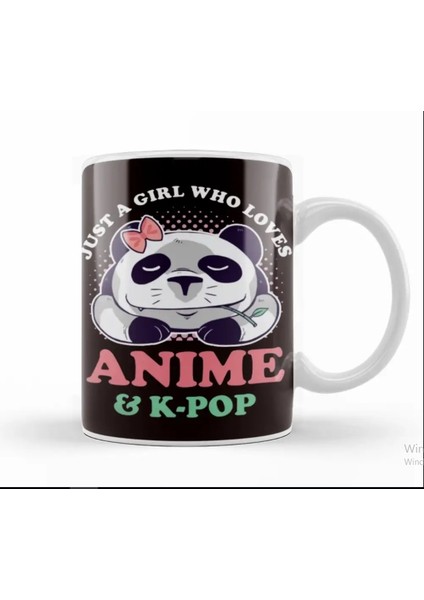 Girl Who Loves Korean Pop Music K-Pop Korea Anime Panda Kupa Bardak Porselen