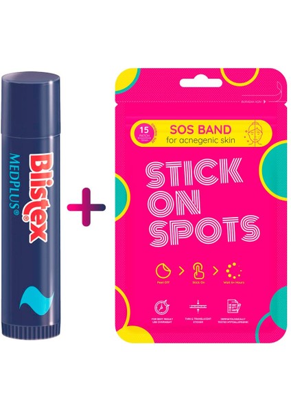 Kuruyan ve Çatlayan Dudaklara Yoğun Bakım Medplus Stick 4,25GR + Sos Band 15 Adet / Patch