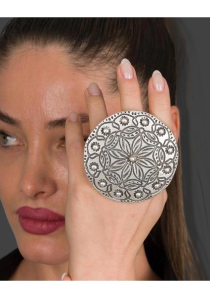 Antik Gümüş Kaplama Tasarım Yüzük MY40R2310099