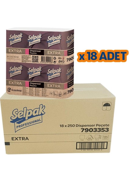 Dispenser Peçete 250 Yaprak ( 18 Paket )