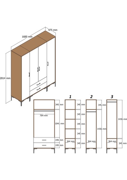 Kumsal 4 Kapılı (Ptp) Gardrop - Lidya / Beyaz