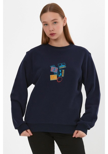 Baskılı Ribanalı Sweatshirt (E22-75600)