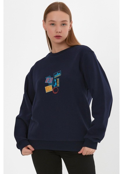 Baskılı Ribanalı Sweatshirt (E22-75600)