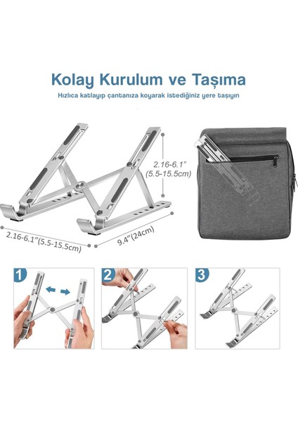 Laptop Stand Macbook Notebook Katlanabilir Taşınabilir Metal Standı