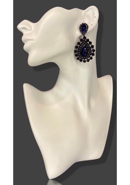Mavi Zircon Taşlı Modern Tasarım Abiye Küpe MY70E22310048
