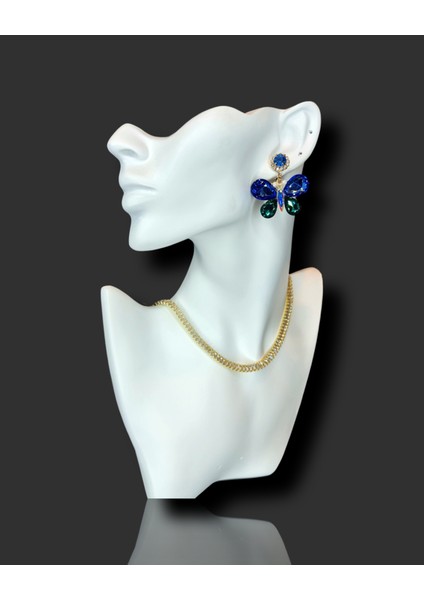 Beyaz Kristal Taşlı Modern Tasarım Abiye Küpe MY70E22310028