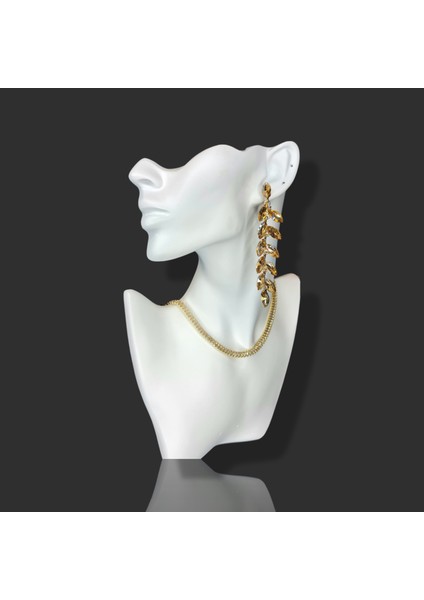 Kahverengi Kristal Taşlı Modern Tasarım Abiye Küpe MY70E22310019
