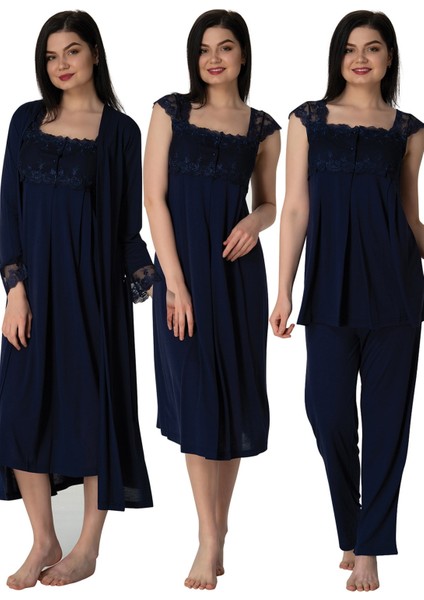 2305 Lacivert Lohusa Hamile 4'lü Set