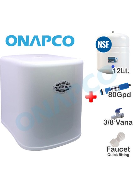 Bolero Premuim Su Aritma 12L.T. Çelik Tanklı 80GPD Membranlı Vana ve Musluğu Dahildir