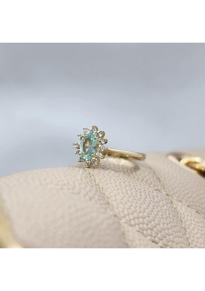 1.05 Karat Green Topaz Taşlı 0.30 Karat Pırlanta(Signty)Taşlı Vintage Tasarım 925 Ayar Gümüş Yüzük