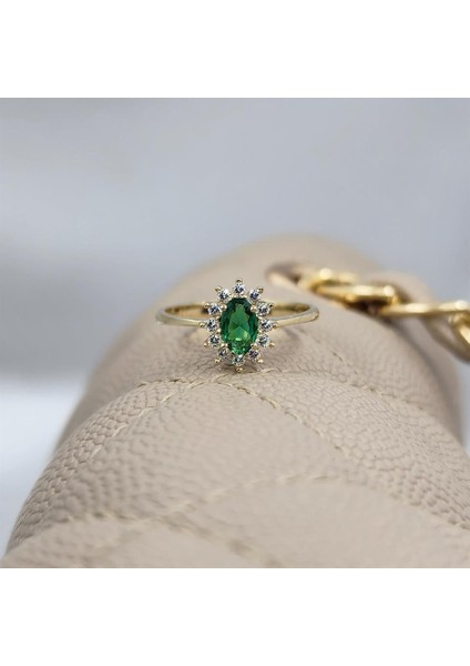 Tektaş Altın Yüzük - 14 Ayar Altın 1.05 Karat Zümrüt Yeşili Taşlı Tek Taş Evlilik Teklifi Yüzüğü fiyatları