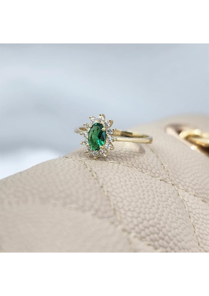 Tektaş Altın Yüzük - 14 Ayar Altın 1.05 Karat Zümrüt Yeşili Taşlı Tek Taş Evlilik Teklifi Yüzüğü indirimleri