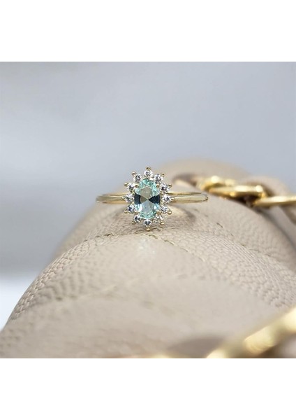 Altın Yüzük - Fantazi 14 Ayar Altın Yüzük - Topaz Taşlı Evlilik Teklifi Yüzüğü