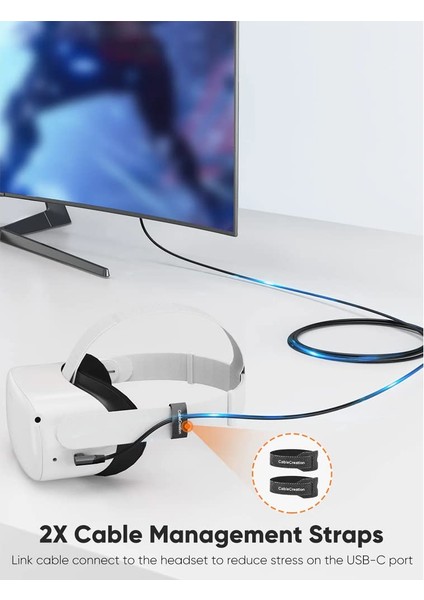 5 Gbps Type-C Vr Data Şarj Kablosu Oculus Quest 2 Için Link Cable 90° Type-C Uç USB 3.2 Kablo 5 Metre 3A CC1064 Profesyonel Bilgisayar Bağlantı Kablosu fırsatları