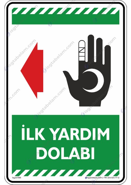 25x35cm/Etiket/Ilk Yardım Dolabı Sol Ok