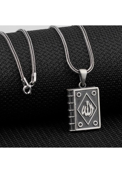 925 Ayar Gümüş Allah Yazılı Cevşen Muska Kabı Model Erkek Kolye