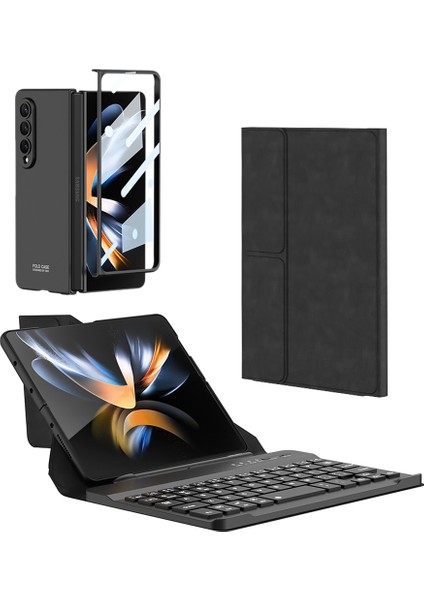 Samsung Galaxy Z Fold 4 Kılıf Standlı Bluetooth Klavyeli Foldable Magnet Stand Keyboard Set Kılıf