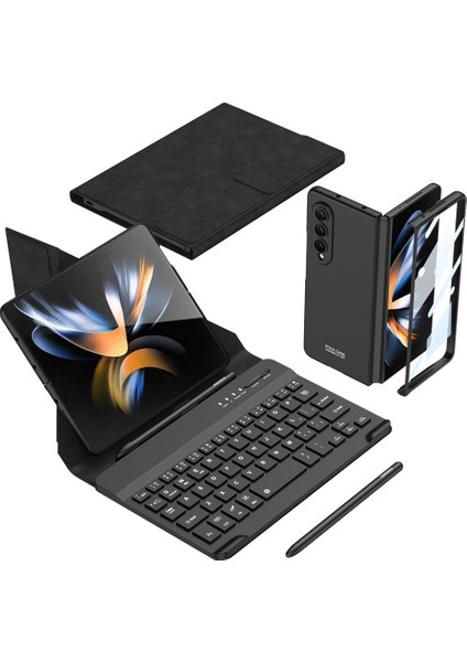 Samsung Galaxy Z Fold 4 Kılıf Standlı Bluetooth Klavyeli Foldable Magnet Stand Keyboard Set Kılıf