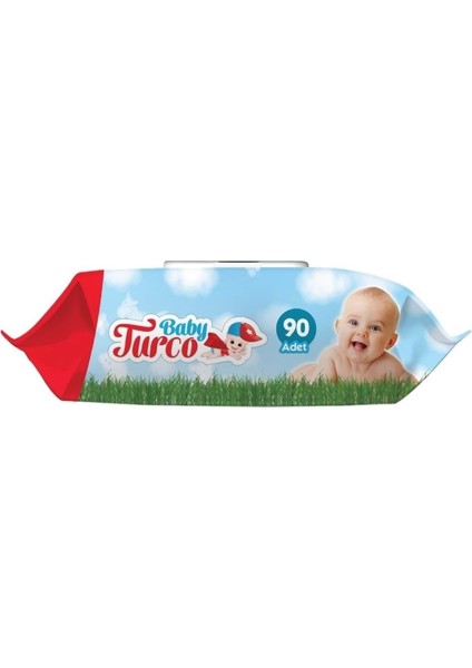 Baby Turco Islak Havlu Mendil Klasik 90 Yaprak 3 Lü Set Plastik Kapaklı