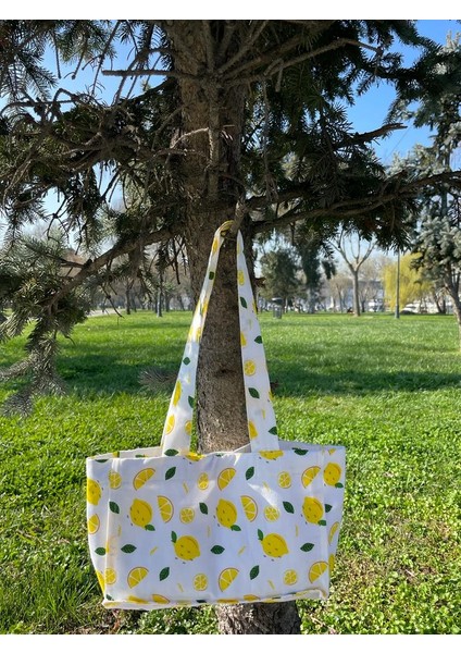 Limon Desenli Bez Çanta modelleri
