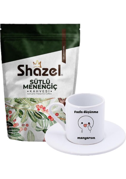 Sütlü Menengiç Kahvesi 200 Gr. + Fazla Düşünme Manyarsın Türk Kahvesi Fincanı