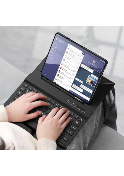 Samsung Galaxy Z Fold 3 Kılıf Standlı Bluetooth Klavyeli Foldable Magnet Stand Keyboard Set Kılıf