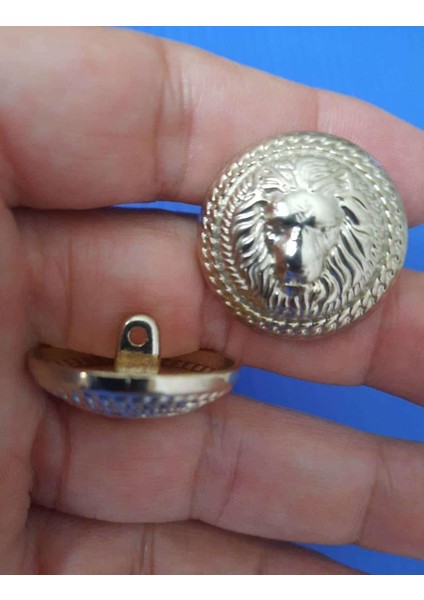 Aslan Figürlü 2,5 cm Light Altın Metal Düğme 1 Paket 5 Adet