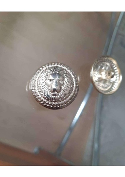Aslan Figürlü 2,5 cm Light Altın Metal Düğme 1 Paket 5 Adet modelleri
