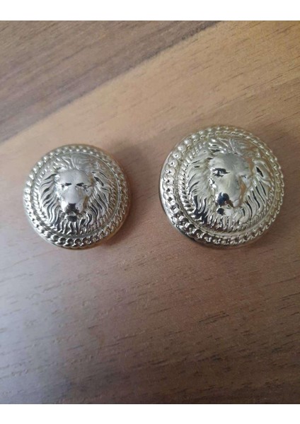 Aslan Figürlü 2,5 cm Light Altın Metal Düğme 1 Paket 5 Adet fırsatları