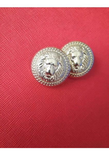 Aslan Figürlü 2,5 cm Light Altın Metal Düğme 1 Paket 5 Adet