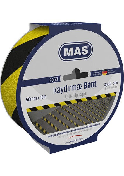 2658 50MMX15MT Sarı-Siyah Kaydırmaz Bant
