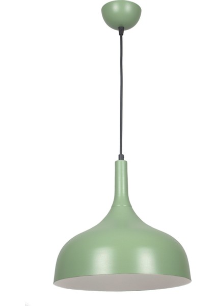 Cosmos Özel Tasarım Cafe - Mutfak Model Metal Yeşil Içi Beyaz Sarkıt Tekli Avize