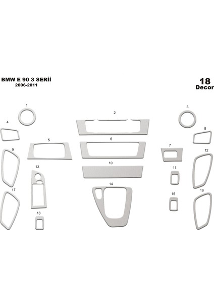 Meriç® Bmw 3 E90 Ön Torpido Kaplama Maun 18 Parça 2006-2011