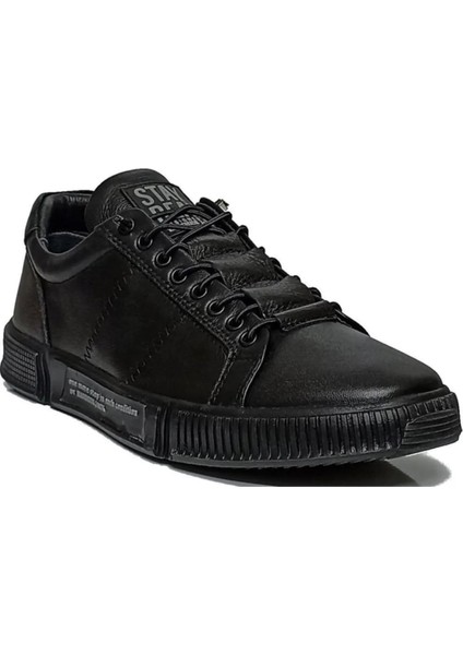 Orthopedix Basel 102 20250 Hakiki Deri Siyah-Siyah Erkek Sneaker Spor Ayakkabı