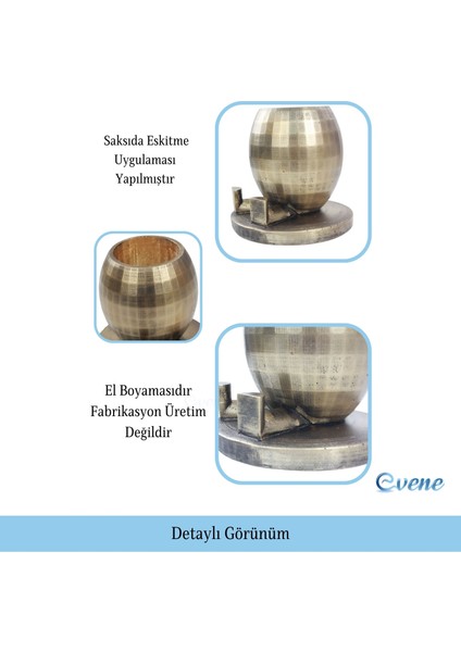 Ahşap Ayaklı Beton Saksı Dekoratif 1 Adet Ayaklı Yuvarlak Model