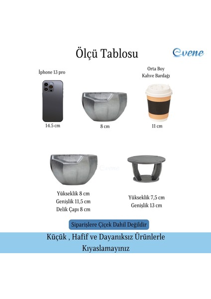 Ahşap Ayaklı Beton Saksı Dekoratif 1 Adet Önü Açık Model