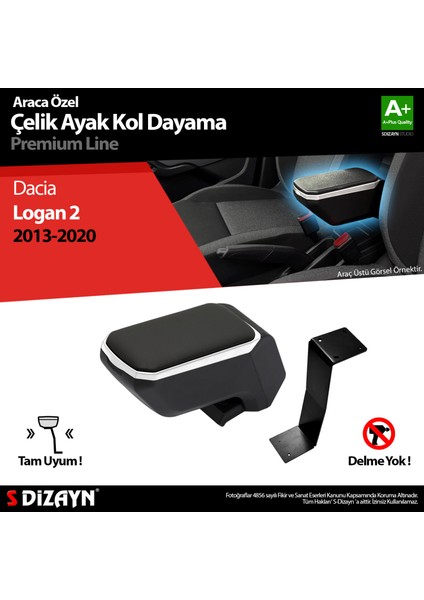 Dacia Logan Kol Dayama Kolçak Çelik Ayaklı ABS Gri 2013-2020 A+Kalite